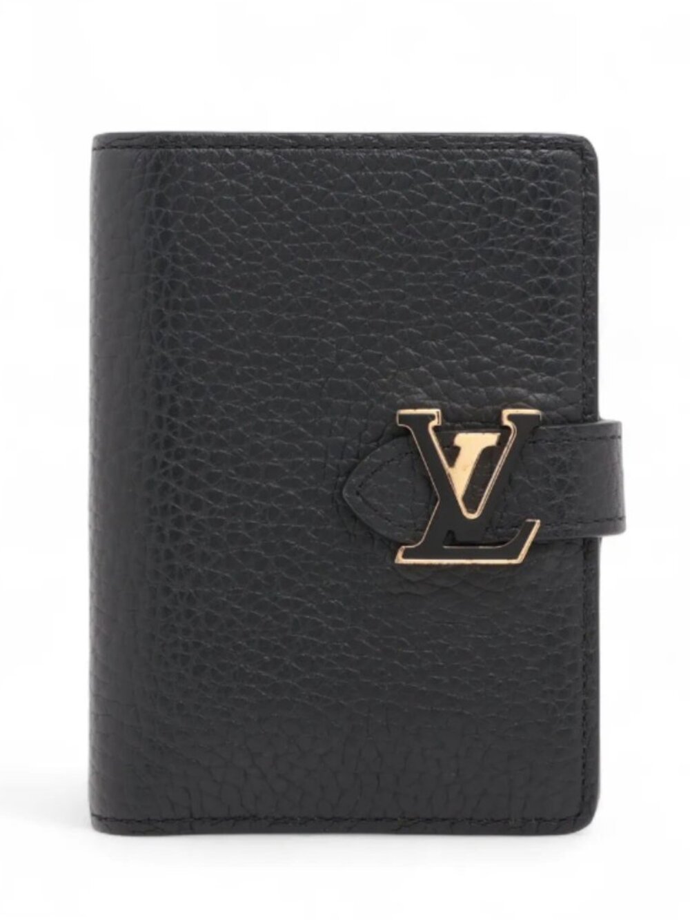Louis Vuitton Taurillon LV Capucine Vertical Compact Wallet Black